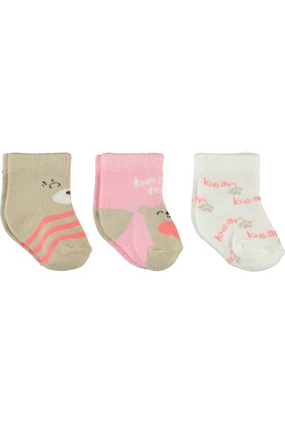 Civil Baby Kız Bebek 3'lü Çorap Set 0-6 Ay Kahverengi