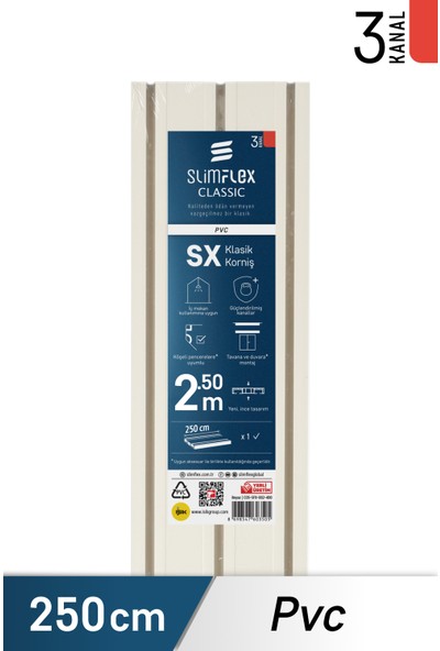 SlimFlex Classic SX PVC Korniş 3-Kanallı 250 cm