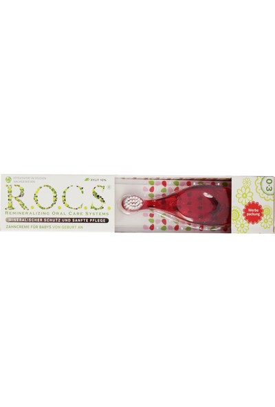 Rocs Baby 0-3 Yaş Arası Diş Macunu ve Diş Fırçası Seti Kırmızı