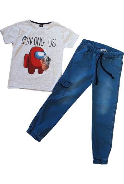 DizdAras Among Us Baskılı T-Shirt ve Kot Pantolon 2'li Erkek Çocuk Takım