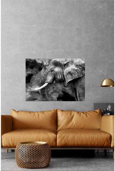 Gıftdeco Siyah Beyaz Fil Moderntuval Kanvas Tablo 50 x 70 cm