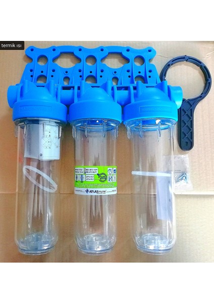 3/4" 10" Inch DP10 Trıo Daire Girişi 3'lü Boş Filtre Kabı