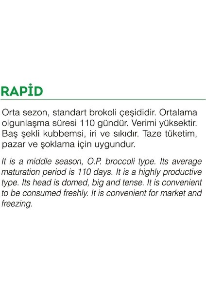 Doğal Yerli Brokoli Çeşit Rapid 5 gr fiyatları