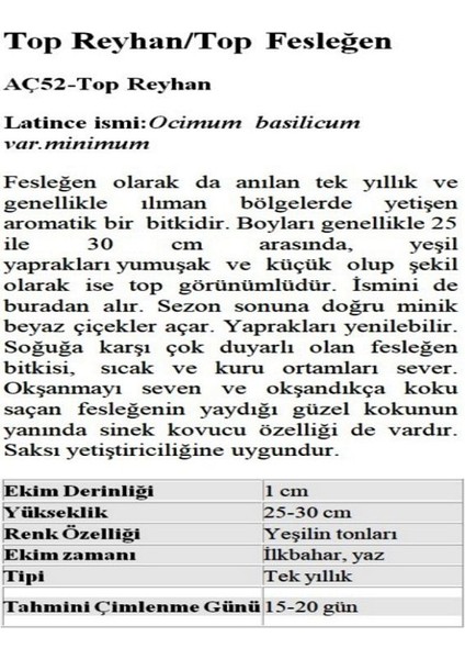 Top Reyhan/top Fesleğen Çiçeği Tohumu