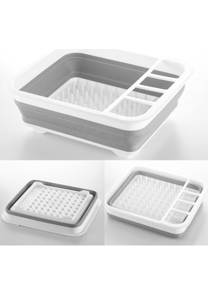 Katlanır Akordiyon Silikon Bulaşık Sepeti Bulaşıklık Tabaklık LV-10095