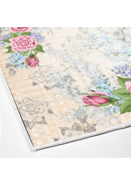 Alanur Trend Kaymaz Keçe Tabanlı Yıkanabilir Mutfak Halısı MU174 Pudra modelleri