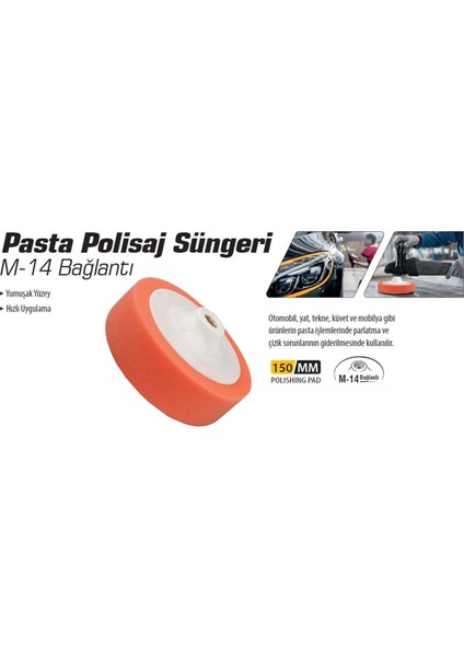 Pasta Polisaj Süngeri M-14 Bağlantı 150 mm