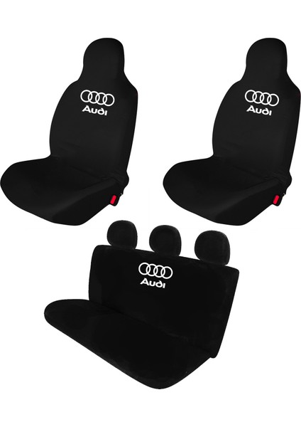 Audi A5 Penye Oto Koltuk Kılıfı - Marka Logo Baskılı - Siyah