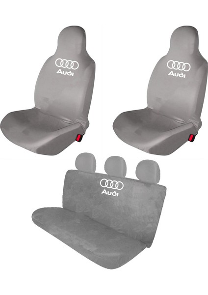 Audi A5 Penye Oto Koltuk Kılıfı - Marka Logo Baskılı - Gri