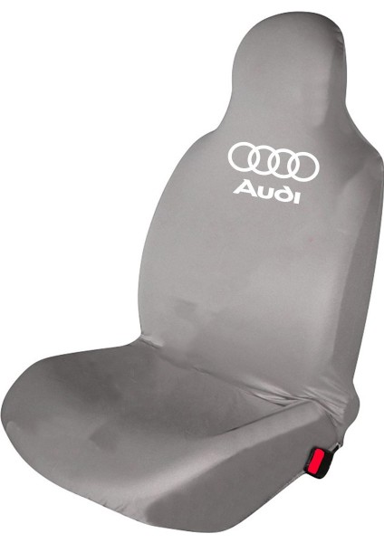 Audi A5 Penye Oto Koltuk Kılıfı - Marka Logo Baskılı - Gri