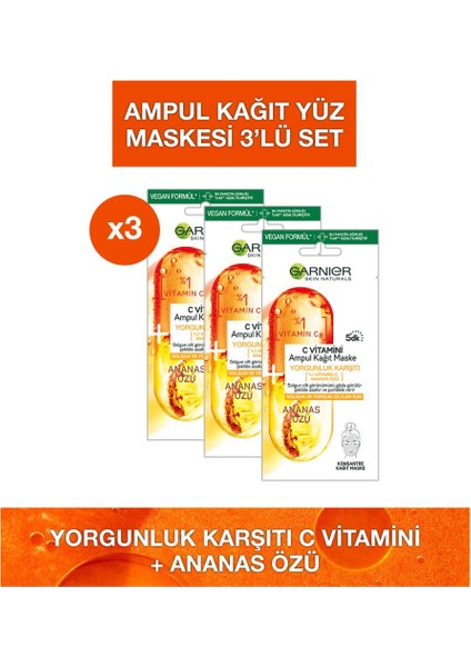 C Vitamini Ampul Kağıt Maske 3'lü Set