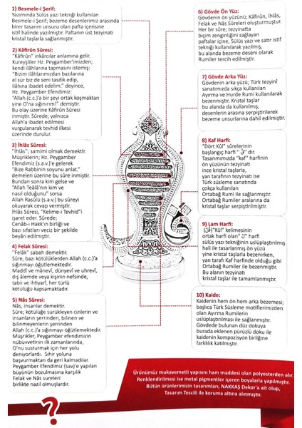 Dört Sure Dört Kûl Yazılı Kristal Taşlı Dini Hediyelik Biblo Sarı modelleri