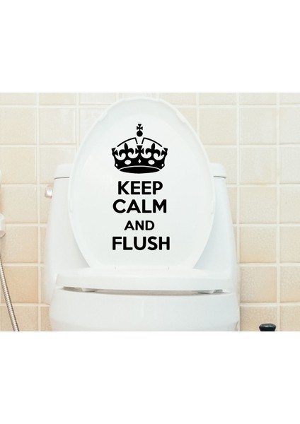 Gift Keep Calm And Flush Tasarımlı Wc Sticker-1