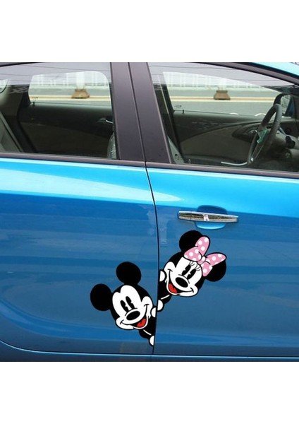 Sticker Fabrikası Mickey Minnie Mouse Oto Araba Cam Kaput Sticker 00761