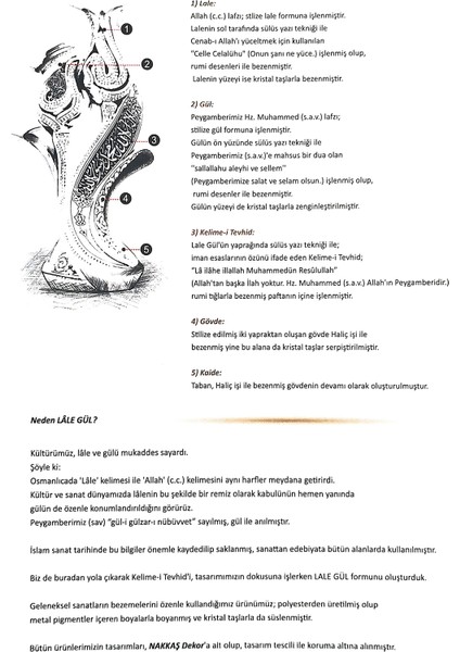 Lalegül Kelime-I Tevhidli Büyük Biblo Sarı modelleri