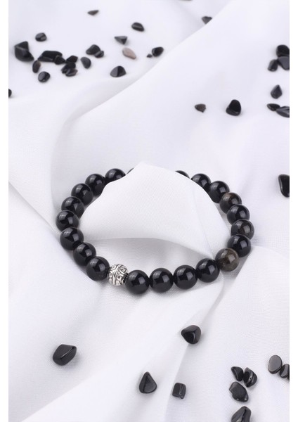 Gold Obsidyen Taşı Bileklik - 300045