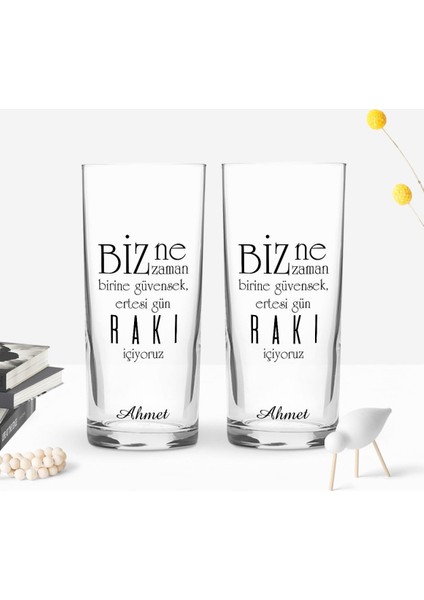 Kişiye Özel Renkli Baskılı Rakı Içiyoruz Tasarımlı Ikili Rakı Bardağı Seti-1