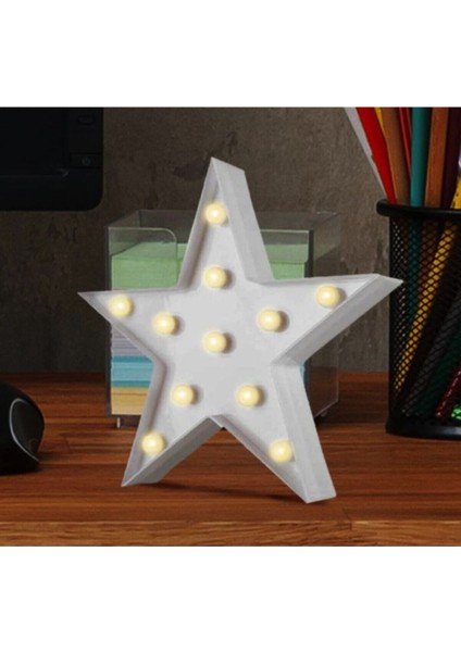 LED Işıklı Beyaz Yıldız Star Masa Duvar Gece Lambası