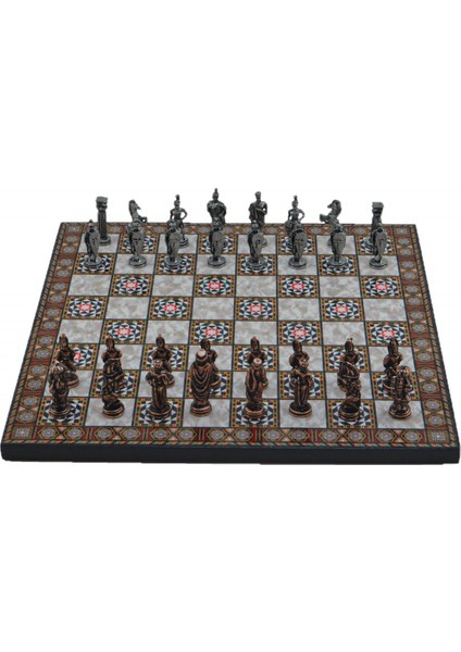 Metal Satranç Takımı Seti Küçük Osmanlı Bizans Antik Sedef Desenli fırsatları