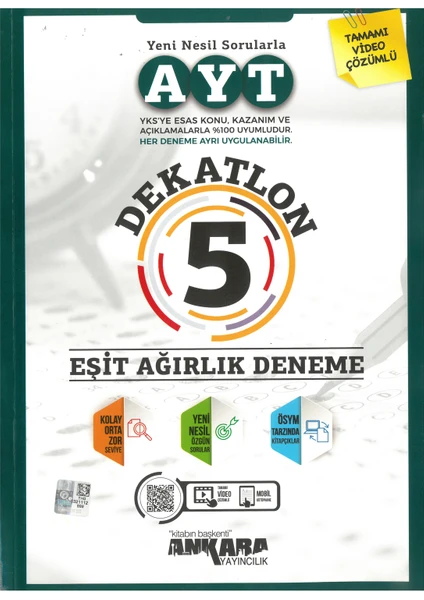 Ankara Yayıncılık AYT Eşit Ağırlık Dekatlon 5 Deneme