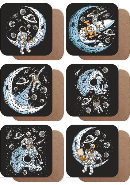 Uzayda Hayat Var, Astronotun Kabusu 6lı Ahşap Bardak Altlığı Seti