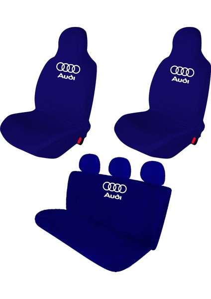 Audi Q3 Penye Oto Koltuk Kılıfı - Marka Logo Baskılı - Lacivert