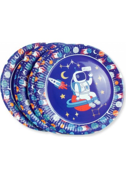 Tabak Astronot Uzay Karton 23 cm Pk:8