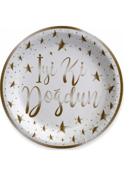 Tabak Gold Iyiki Doğdun Varak Baskılı Beyaz Pk:6