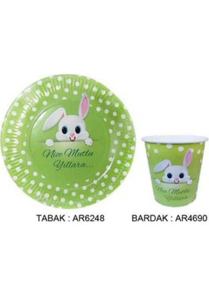 Tabak Karton Tavşan Resimli 23CM P8 fiyatları