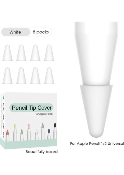 Apple Pencil 1 2 Stylus Kalem Ucu Koruyucu 8in1 Set Beyaz