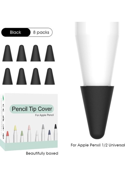 Apple Pencil 1 2 Stylus Kalem Ucu Koruyucu 8in1 Set Siyah