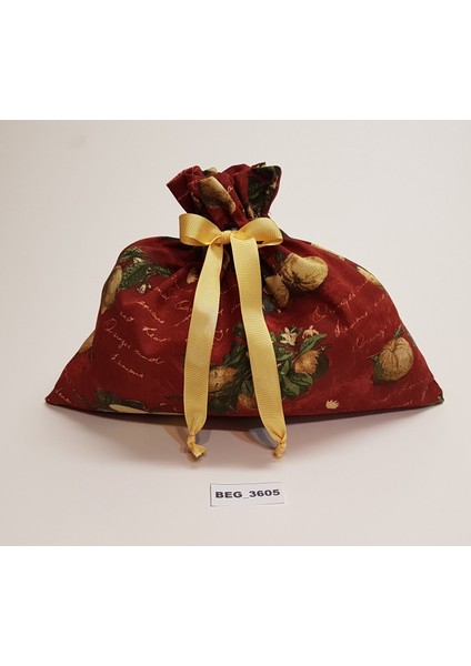 Bordo Zemine Limon Desenli Bakliyat - Erzak Torbası 5,0 kg BEG_36