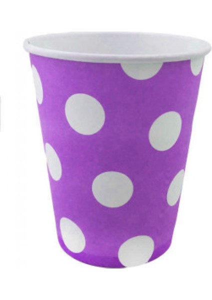 Bardak Karton Puantiyeli Mor 8oz P8