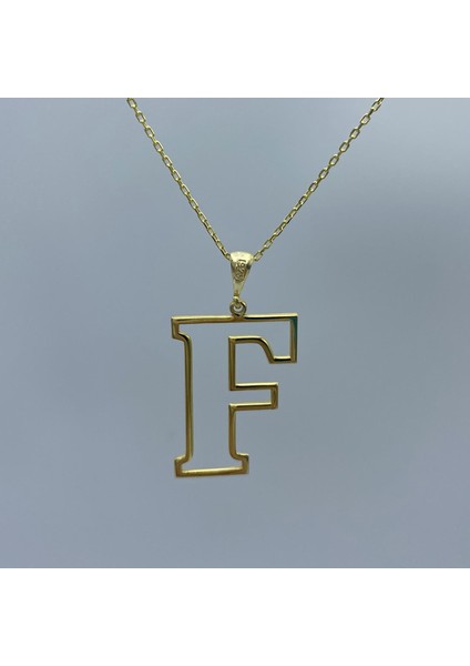 Ici Boş Harf Kolye Rose Altın Kaplama Gümüş Harf Kolye