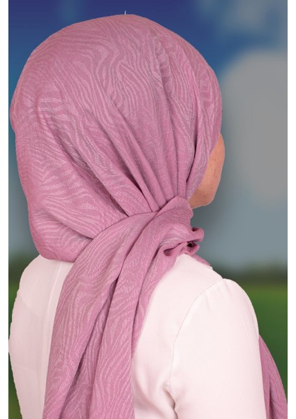 Ikinciten Leya Zebra Desen Parlak Pamuk Şal Pembe 180X70 cm