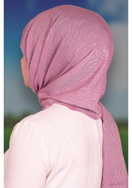 Ikinciten Leya Zebra Desen Parlak Pamuk Şal Pembe 180X70 cm
