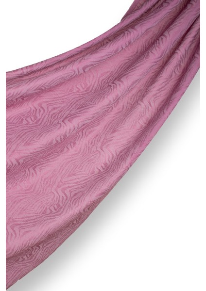 Ikinciten Leya Zebra Desen Parlak Pamuk Şal Pembe 180X70 cm