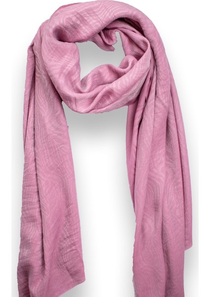 Ikinciten Leya Zebra Desen Parlak Pamuk Şal Pembe 180X70 cm