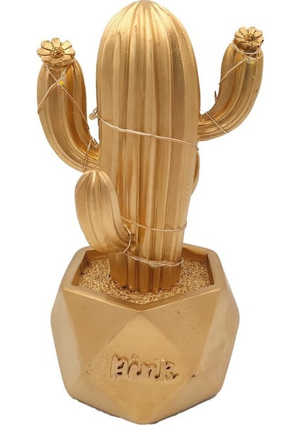 LED Işıklı Sevimli Kaktüs Dekoratif Masa Lambası Mini Biblo Gece Lambası-Gold indirimleri