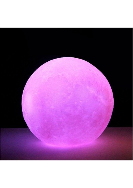 3D Ay Pembe Gece Lambası Dekoratif Küre LED 11 cm Çap