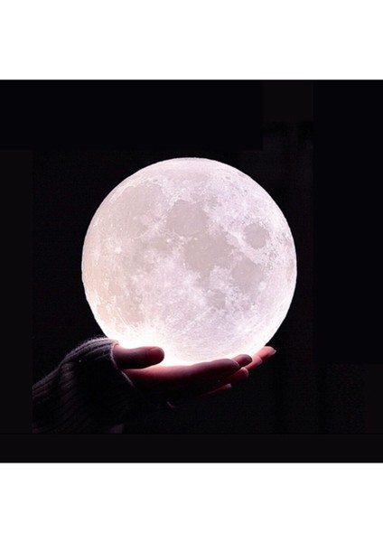 3D Ay Beyaz Gece Lambası Dekoratif Küre LED 7 cm Çap