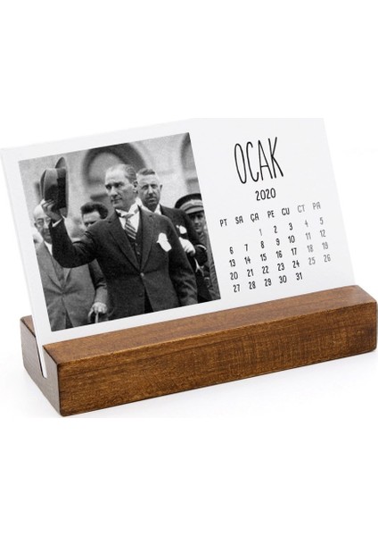 Ahşap Tabanlı Atatürk Masa Takvimi