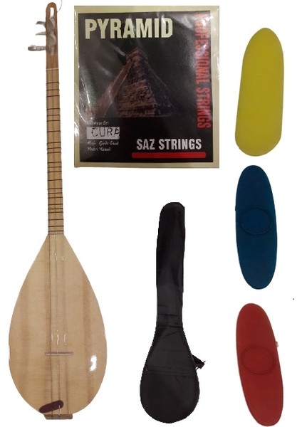 Cüra Saz 6 Tel Maun Parlak Kılıf + Tel + Tezene 84 cm