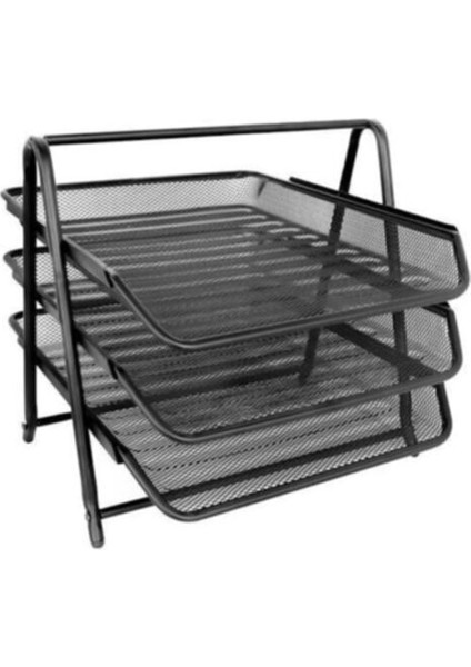 Metal Perfore Evrak Rafı Siyah 3'lü