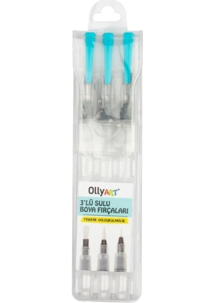 Olly Art LN-3103 Doldurulabilir Sulu Boya Fırçaları 3'lü