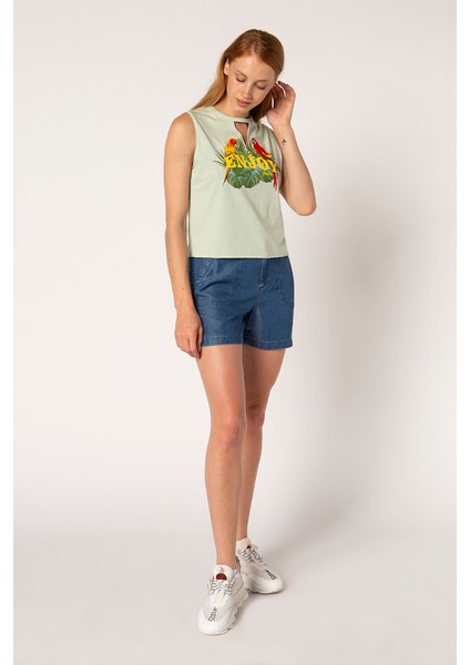 Vigoss Baskılı Sıfır Kol Kadın T-Shirt 11921-03370 fiyatları