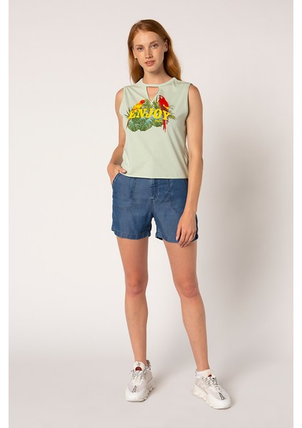 Vigoss Baskılı Sıfır Kol Kadın T-Shirt 11921-03370 modelleri