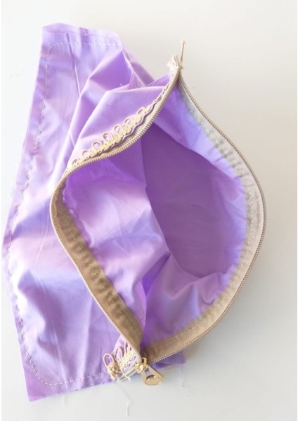 20X30 Cm, Dikilmiş Halde, Fermuarlı Astar Koyu Lila