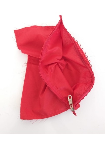 20X30 Cm, Dikilmiş Halde, Fermuarlı Astar Kırmızı