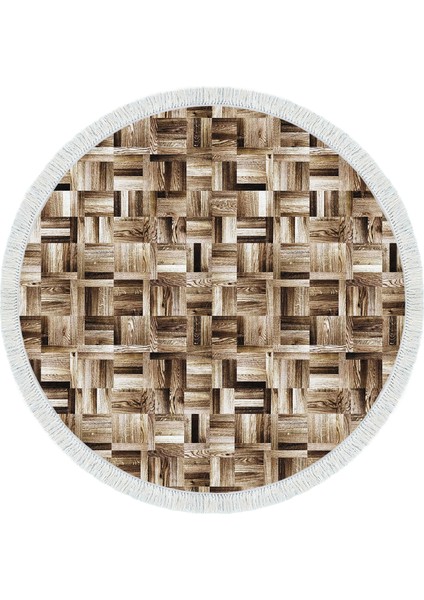 Alanur Trend Keçe Tabanlı Saçaklı Yuvarlak Mutfak Halı MU108 Kahve fiyatları